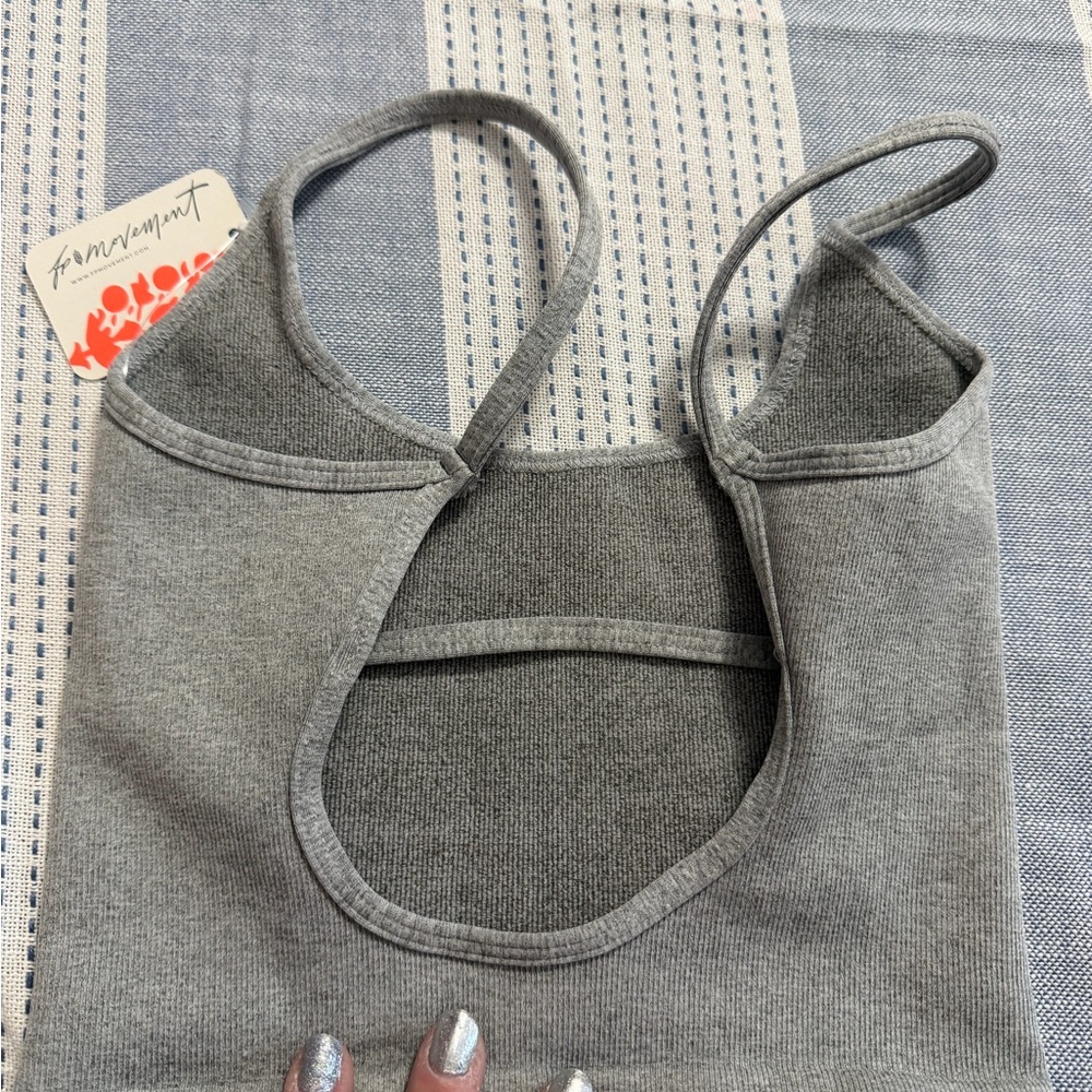 FP Movement Tighten Up U-Back Tank Top- Heather Gray - Picture 7 of 10